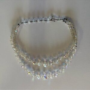 Aurora Borealis Crystal Two-Strand Choker Necklace (1950s) Vintage
